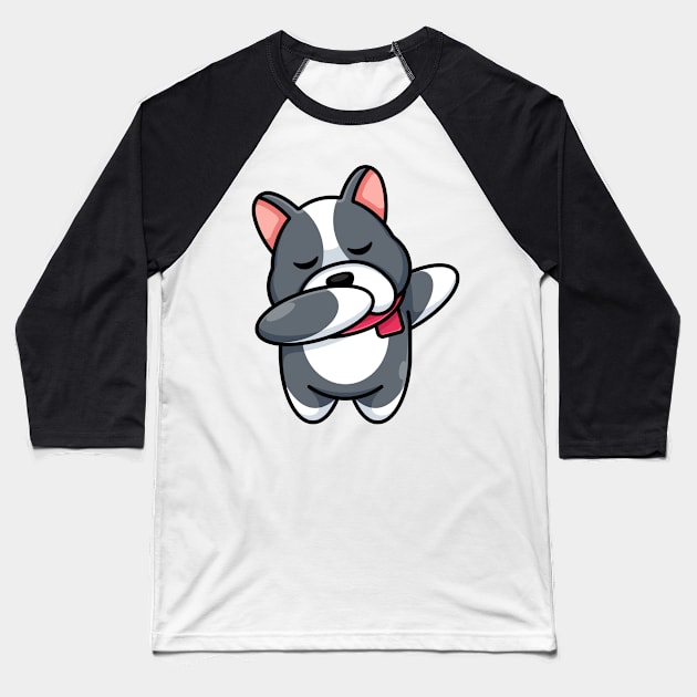 Cute baby dog dabbing cartoon Baseball T-Shirt by Wawadzgnstuff